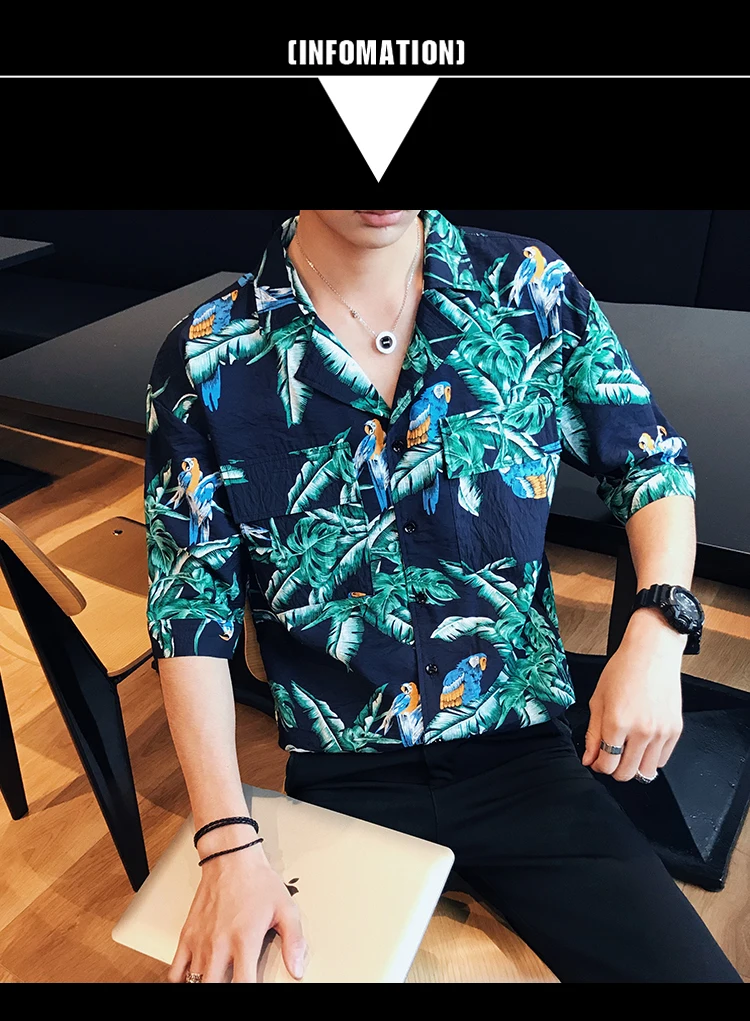 2019 летние Повседневное новый завод Печать Slim Fit Простая рубашка-смокинг Для мужчин уличный с короткими рукавами Мужская рубашка Camisa Masculina