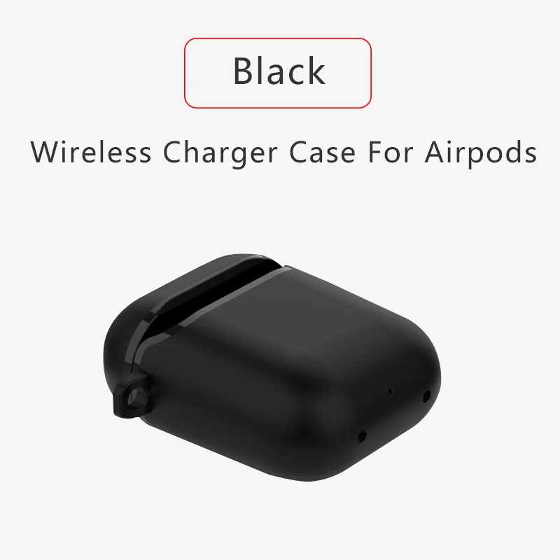 Чехол для зарядного устройства Airpods, чехол для беспроводного зарядного устройства QI, чехол для беспроводного зарядного устройства Airpods, чехол для зарядного устройства Airpods - Цвет: Black