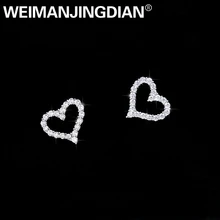 WEIMANJINGDIAN Новое поступление сердце форма кубического циркония CZ Кристалл серьги гвоздики для женщин