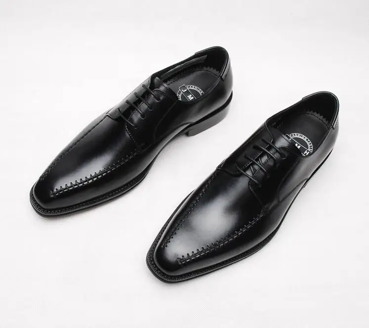 Туфли-оксфорды Кружево-кожа свадебные туфли Мужские модельные туфли в деловом стиле с квадратным носком Goodyear обувь ручной работы