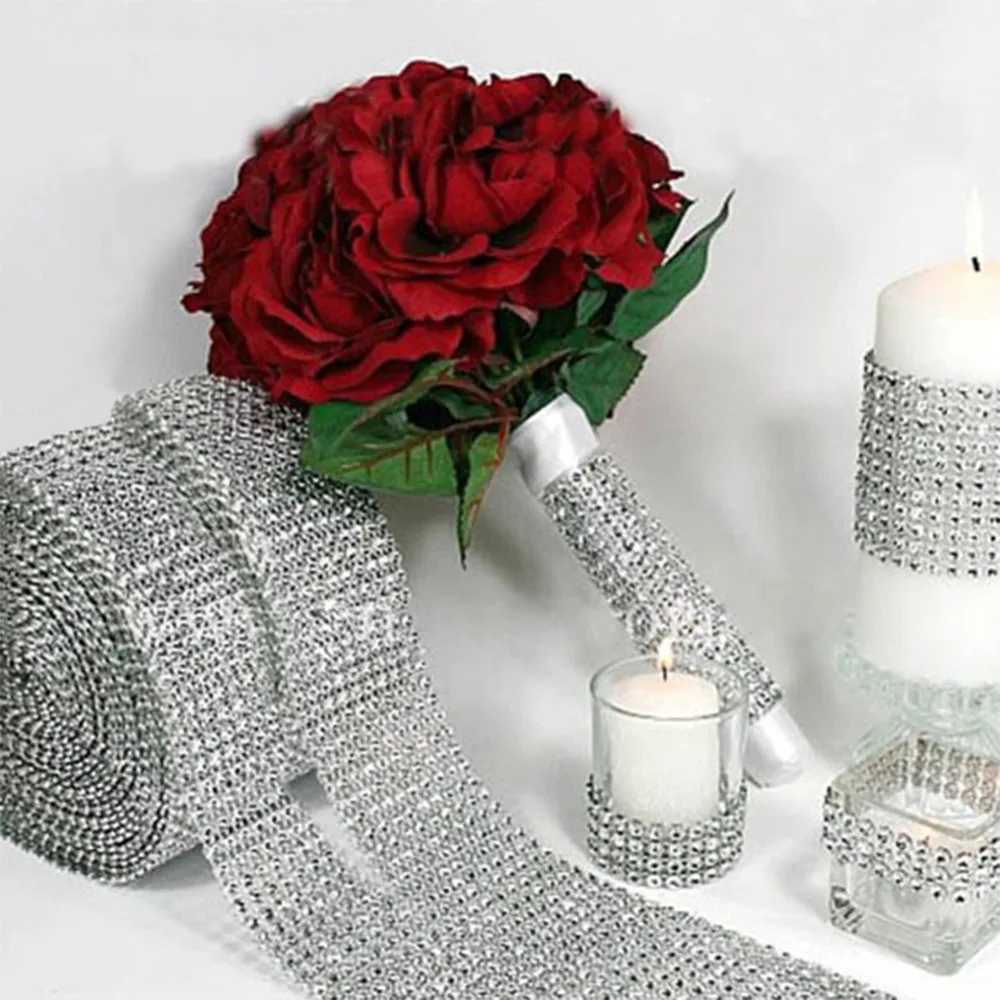 

10Yard/roll 1.55inch Diamond Ribbons Trim Bling Cake Bouquet Wraper DIY Garland Wedding Decoration Party Supplies