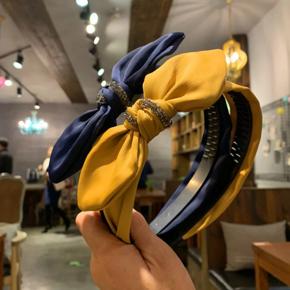 

2019 Winter Warm Turban Hairband Hair Accessories Solid Bow Knot Headband Cute Rabbit Ears Headwear Multilayer process Hair Hoop