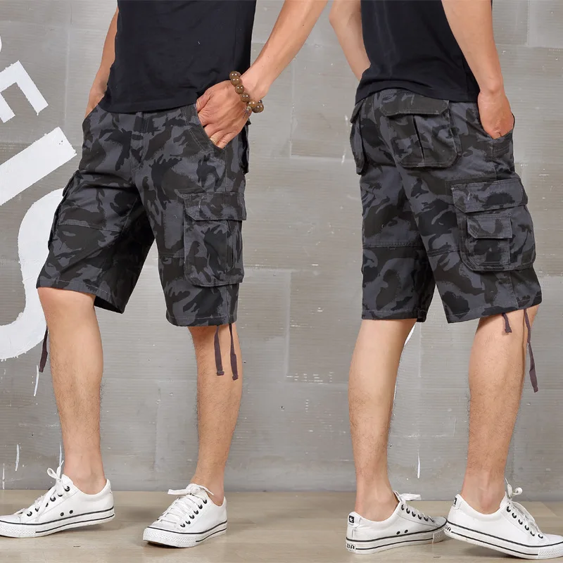 Camouflage Cargo Shorts Men 2019 New Fashion Casual Shorts Male Loose Work Shorts Military Short Pants Plus Size 29-44 2