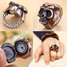 Moda Unisex Retro Vintage esqueleto del dedo anillo reloj Clamshell reloj hombres mujeres bolsillo Watces relogio masculino al por mayor A20