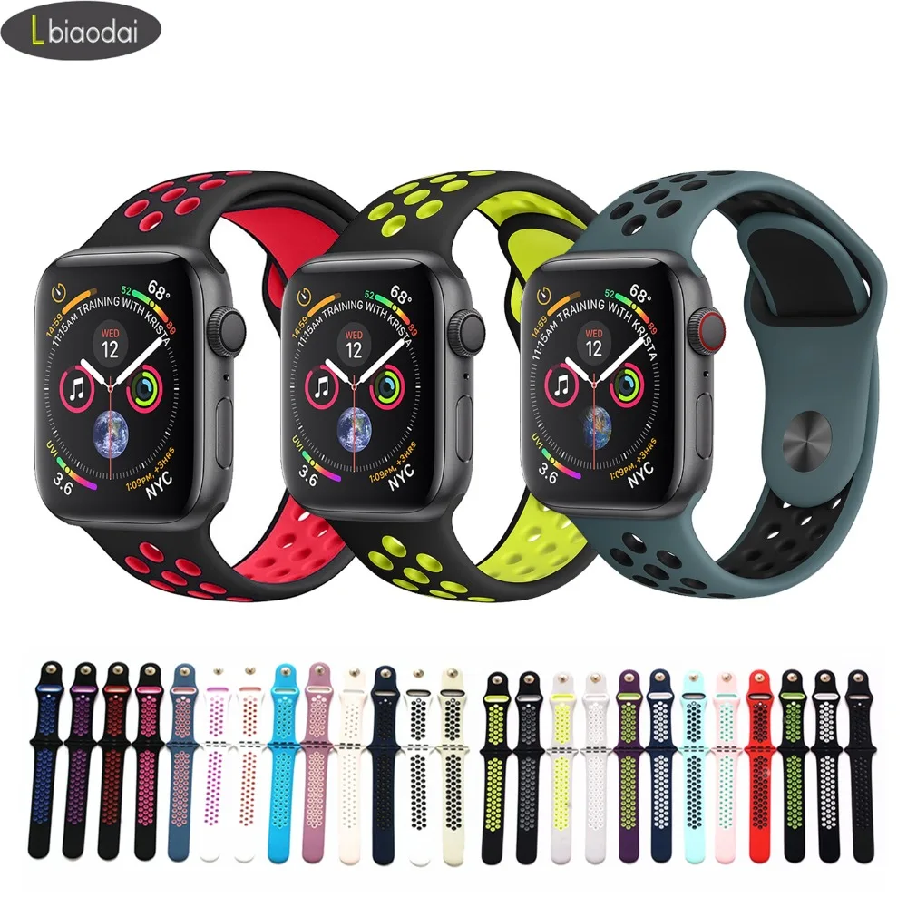 

Sport strap for apple watch band 4/3 42mm/38mm iwatch band 44mm/40mm strap silicone bracelet Breathable watchband Series 4 3 2 1