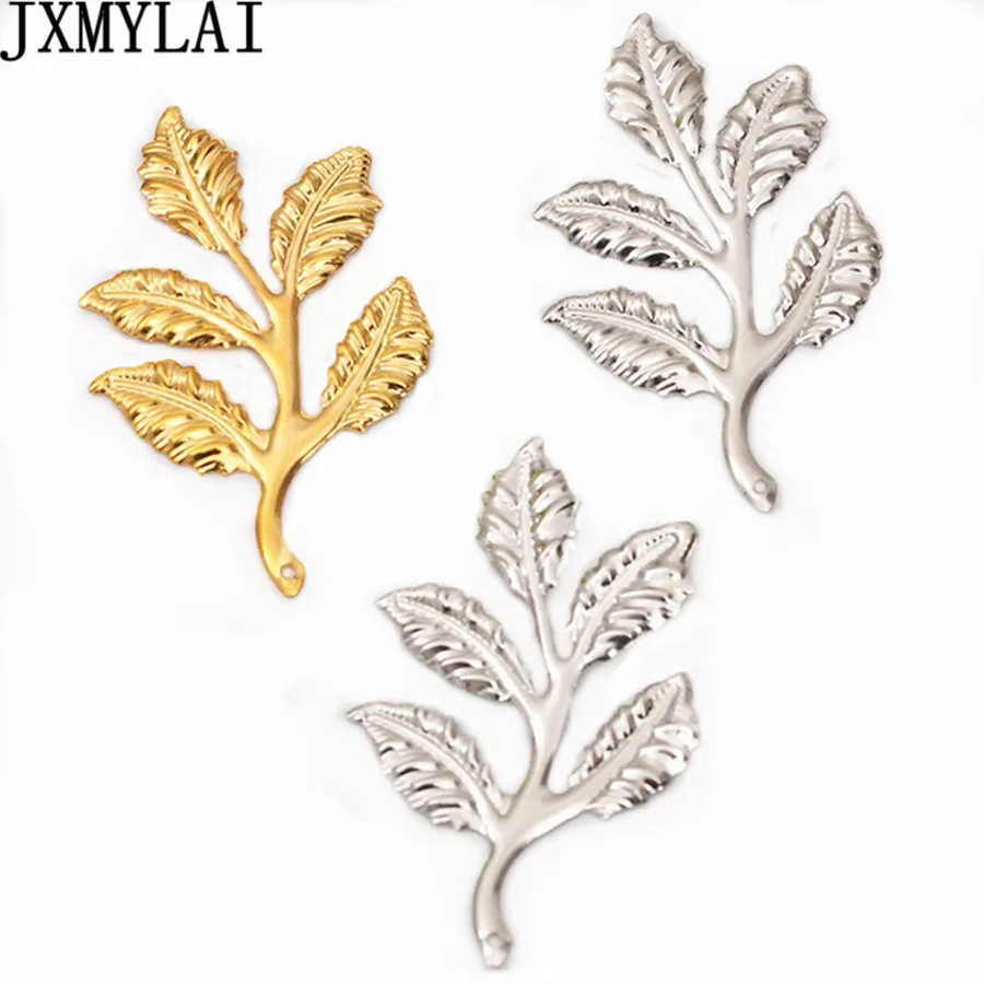 

JXMYLAI 30x50mm Leaf Charms Filigree Flower Wraps Connectors Base Headwear Accessories For Jewelry Findings