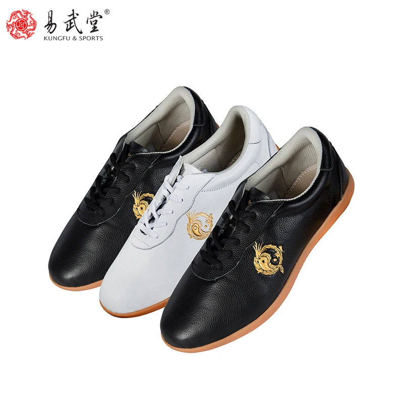 Yiwutang Soft Leather Tai Chi Shoes Wushu Martial Arts Kung Fu Footwear for Men Women Traditional Chinese Taiji Training Shoes