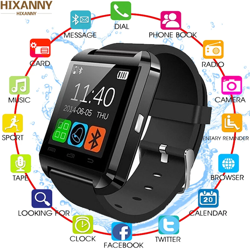 

Smartwatch Bluetooth Men Smart Watch U8 For iPhone IOS Android Smart Phone Wear Clock Wearable Device Smartwatch PK GT08 DZ09