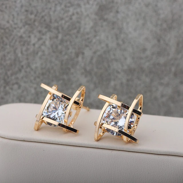 Famshin 2017 New Fashion Jewelry Brand Design Gold Silver Colors Famshin 2017 New Fashion Jewelry Brand Design Gold Silver Colors Square Luxurious Zircon Stud Earrings