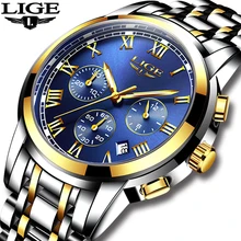 2018 New Watches Men Luxury Brand LIGE Chronograph Men Sports Watches Waterproof Full Steel Quartz Men’s Watch Relogio Masculino