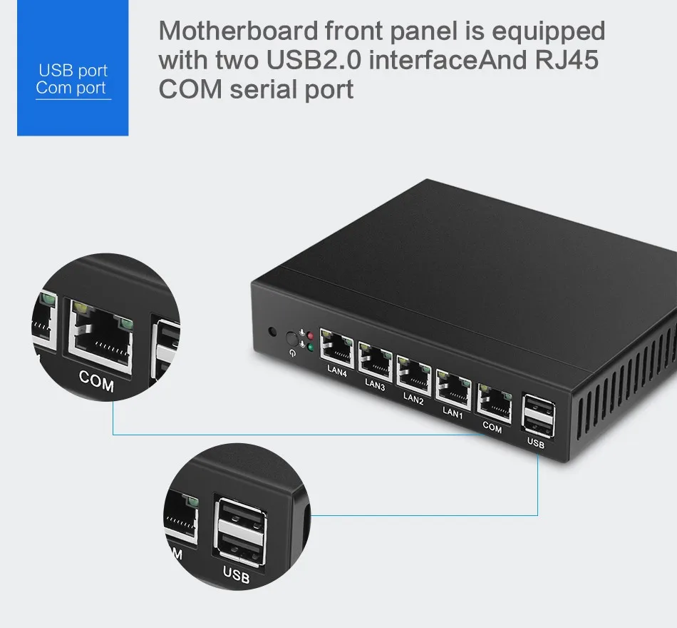 4 Lan RJ-45 порты fanlessMini ПК Intel Celeron двухъядерный J1800 4* Ethernet HD графика Windows 10 Pfsense брандмауэр маршрутизатор