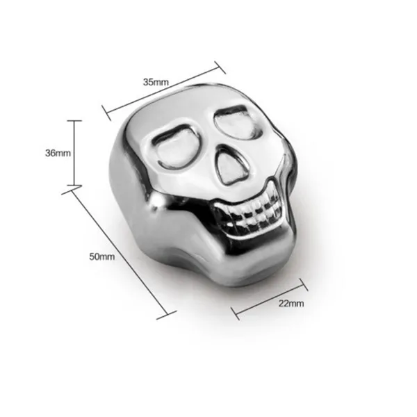 2 шт./партия, камни для виски с черепом, 50 мм x 36 мм x 35 мм x 22 мм, нержавеющая сталь, рок, вкус, вино, пиво, ледяной камень, бар, винные изделия, свадебный подарок, кулер - Цвет: 2 Pcs of Skull