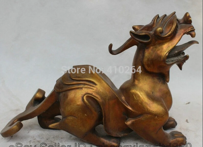 

11" Chinese Copper Feng Shui Animal Folk Pi Xiu Unicorn Beast Statue sculpture discount 30%