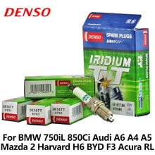 4pcs/lot DENSO Car Spark Plug For BMW 750iL 850Ci Audi A6 A4 A5 Mazda 2 Harvard H6 BYD F3 Acura RL Vios double iridium IK16TT