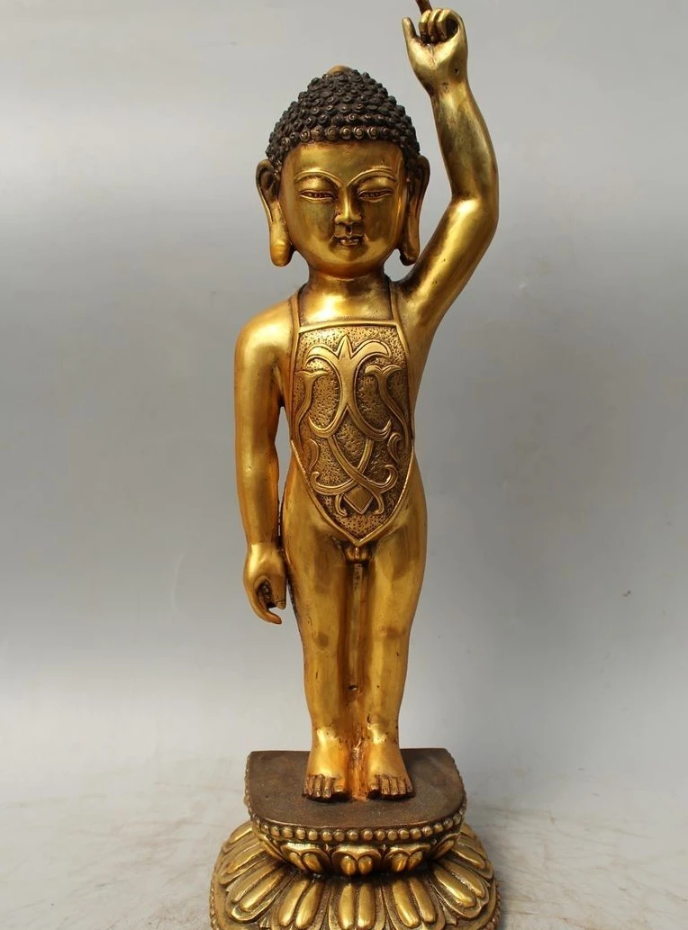 

17" Tibet Tibetan Buddhism Bronze Gild young Shakyamuni Amitabha Buddha Statue