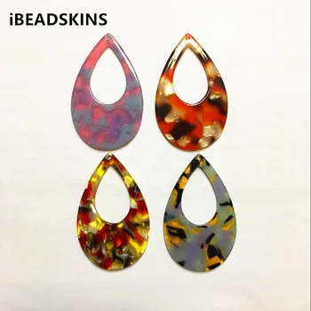 

New arrival! 57x36mm 30pcs/lot acetic acid Imitation marble drop-shape charms for earring/Jewelry DIY making(As shown)