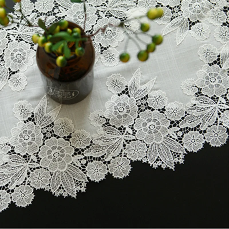 Slub Linen Lace Table Runner P24-9