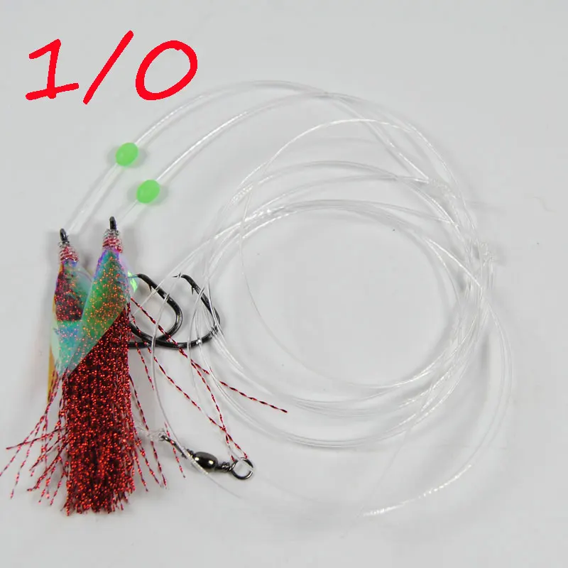 10Bags 1/0 2 hooks Sabiki rigs sea fishing rigs flasher rig each with 2
