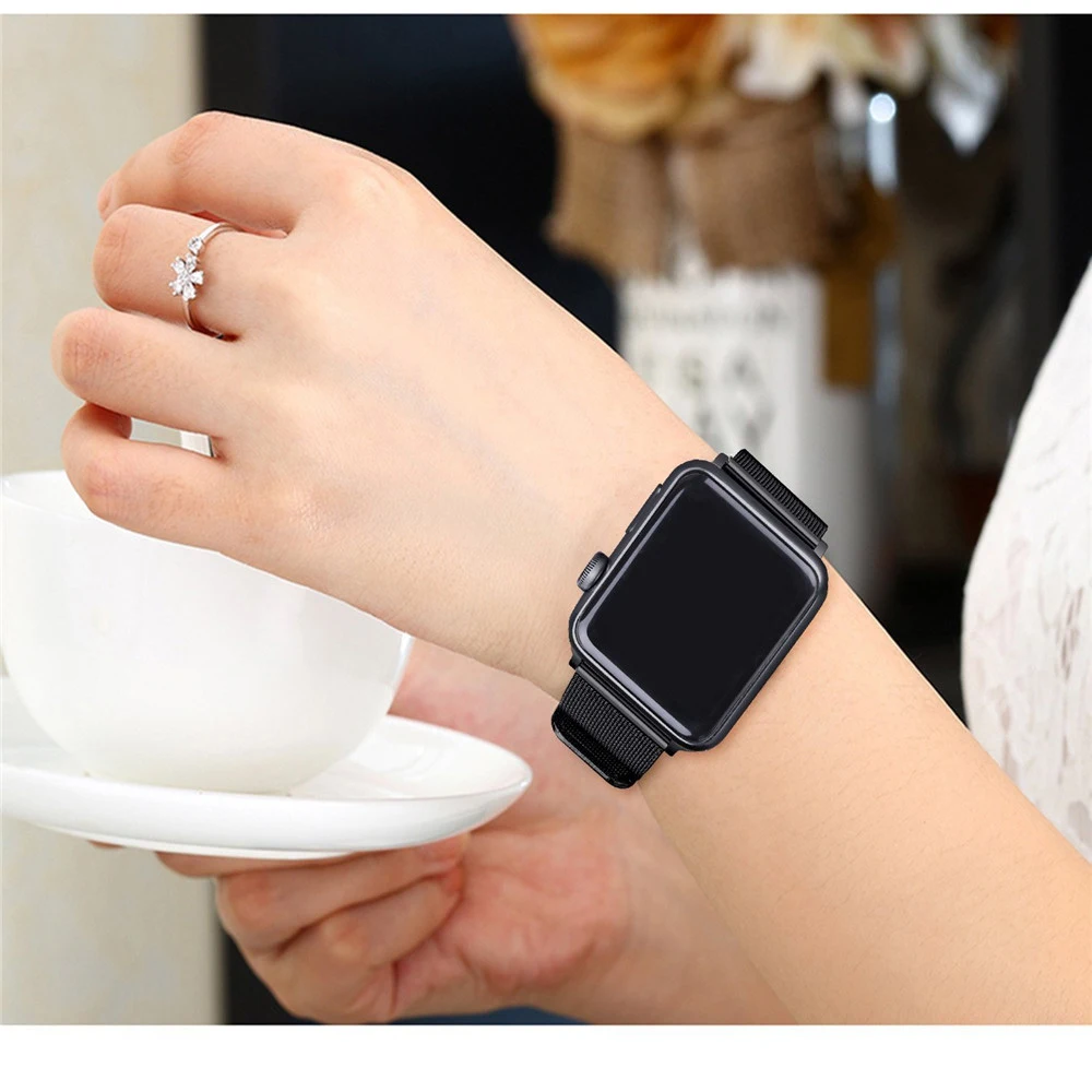 Миланский ремешок для Apple watch 44 мм 40 мм iWatch 42 мм 38 м металлический браслет для часов из нержавеющей стали Apple watch 5 4 3 2