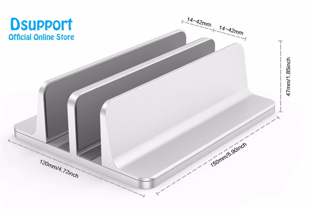 Vertical Laptop Stand 2 in 1 Design Desktop Space Saving Holder Thickness Adjustable Dock Suit for All MacBook/Surface/Samsung Vertical Laptop Stand 2 in 1 Design Desktop Space Saving Holder Thickness Adjustable Dock Suit for All MacBook/Surface/Samsung