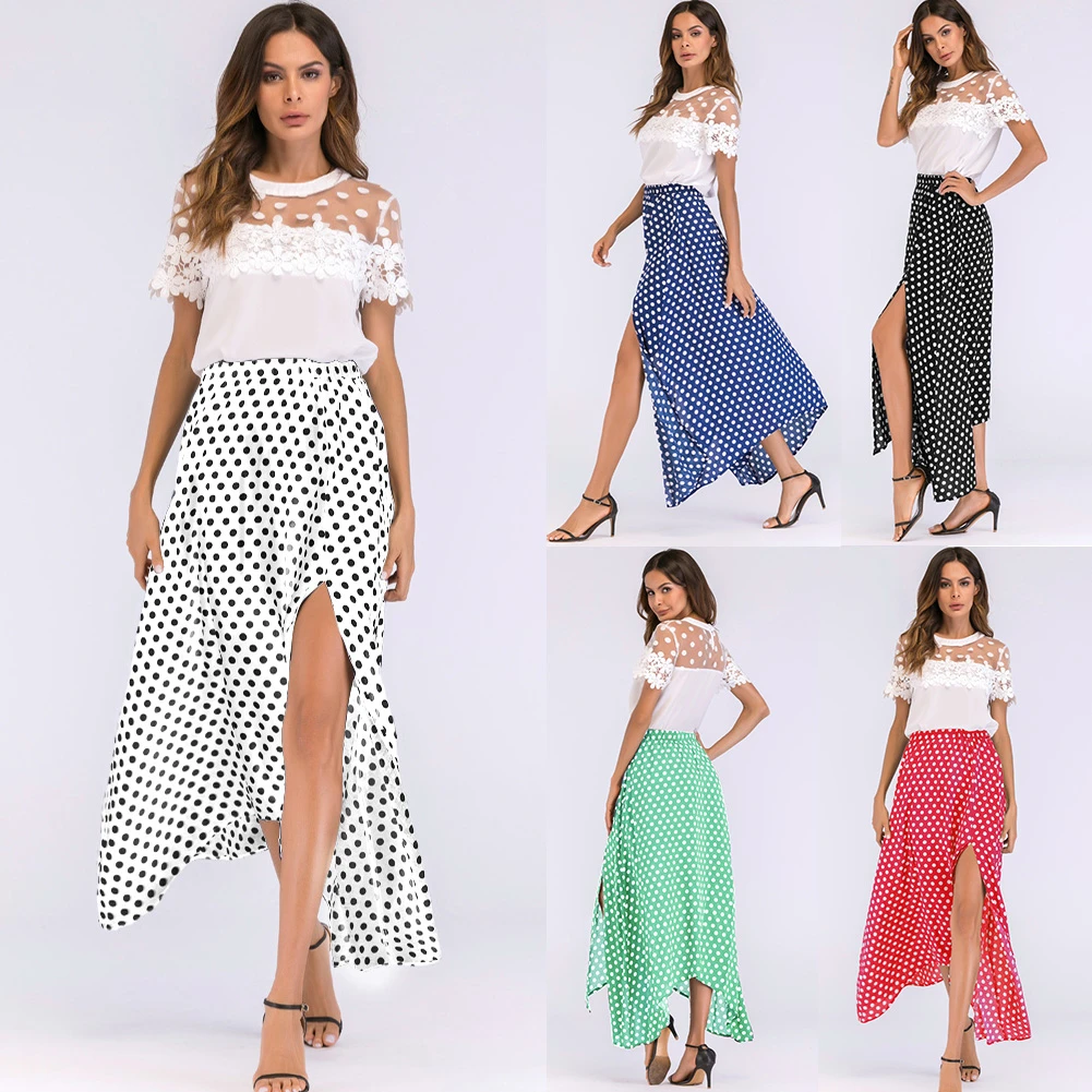 maxi skirt polka dot
