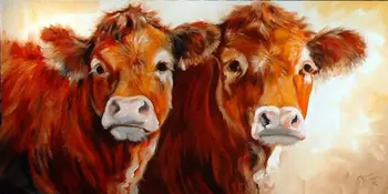 

HIGH QUALITY HAND PAINTED ANIMAL OIL PAINTING ON CANVAS : "COW"