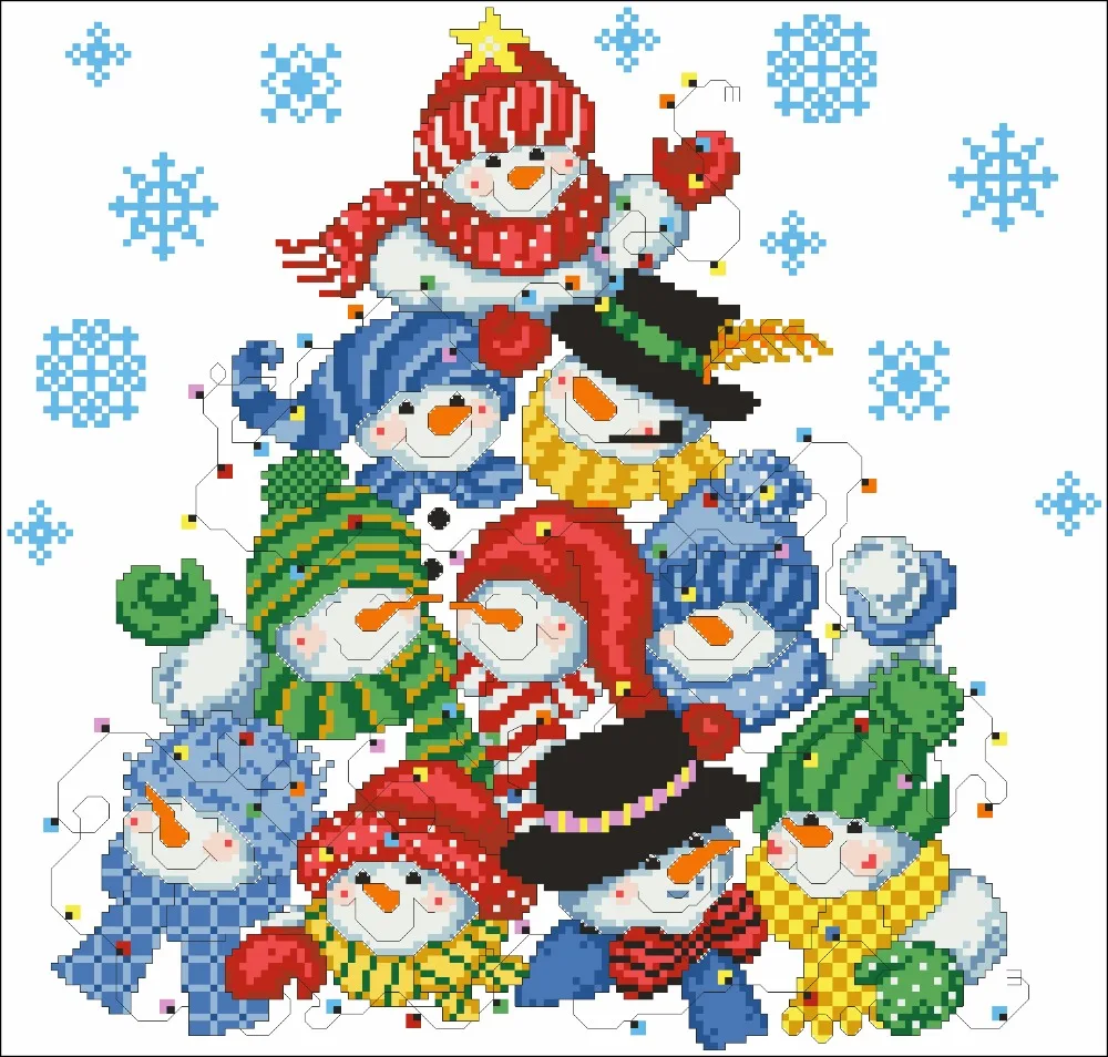 Bobo Cross Stitch Sets For Embroidery Kits High Quality Fabric DMC Cotton Thread DIY Needlework 11CT 14CT 16CT 18CT Snowman | Дом и сад