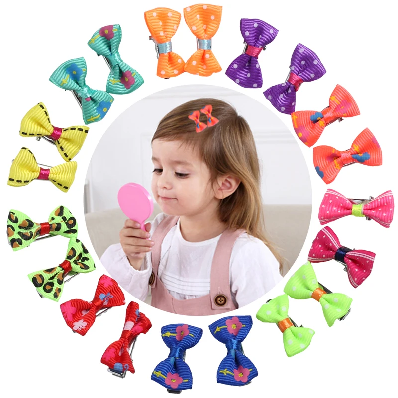 

20pcs Bow-knot Hair Clips Printing Hair Accessories Alligator Clip Cute Girls Hairpin Modeling Tool Bobby Clamp 2.5cm Barrette