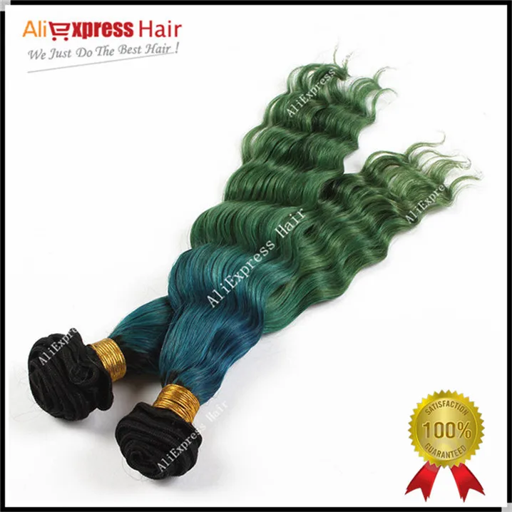 Mermaid Ombre Hair Extensions 3 Tone Ombre Hair Bundles 1b Blue