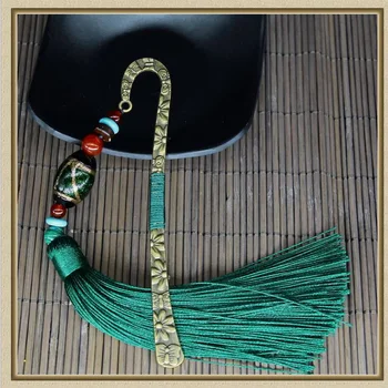 

Retro style metal hand-made Bookmark with Carnelian Fringe Reading Gift Prize Presents Hairpin for office and school black