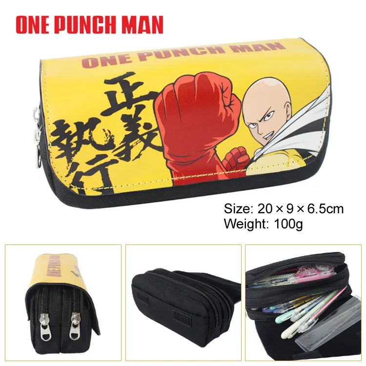 

One Punch Man Canvas Double Zipper Pencil Bag Anime Pencil Case Kids Girl Gift Stationery Container School Supplies