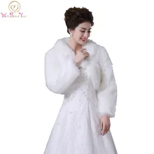 Walk рядом с вами реальные фотографии цвета слоновой кости/белый искусственный мех с длинными рукавами Свадебный жакет Свадебные Болеро Вечерние