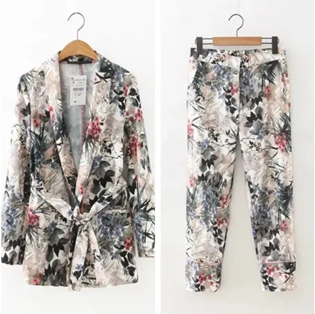 

Set 2018 Spring New Style Women's Print Suit + Casual Pants Set Elegant Temperament Two-piece Suit Casual Women's Wear