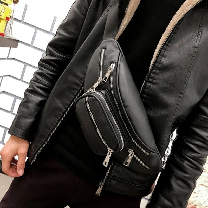 أكياس Crossbody للنساء بو الجلود الكتف حقيبة صدر للرجال سعة كبيرة السيدات حقيبة سستة الخصر حزمة