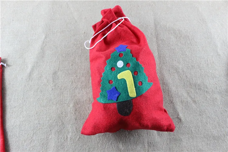 12 штук в упаковке Рождественский подарок сумка Санта Клаус рюкзак нетканый мешок конфет ручной работы Платье с изображением снеговика Рождество дерево аппликация сумки