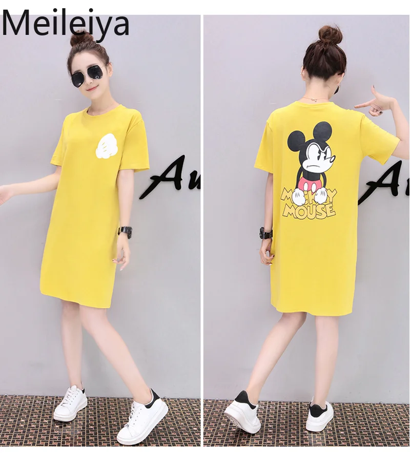 

Women Mickey, Donald Duck Variety Cartoon Character Dress 2019 Summer New Dress