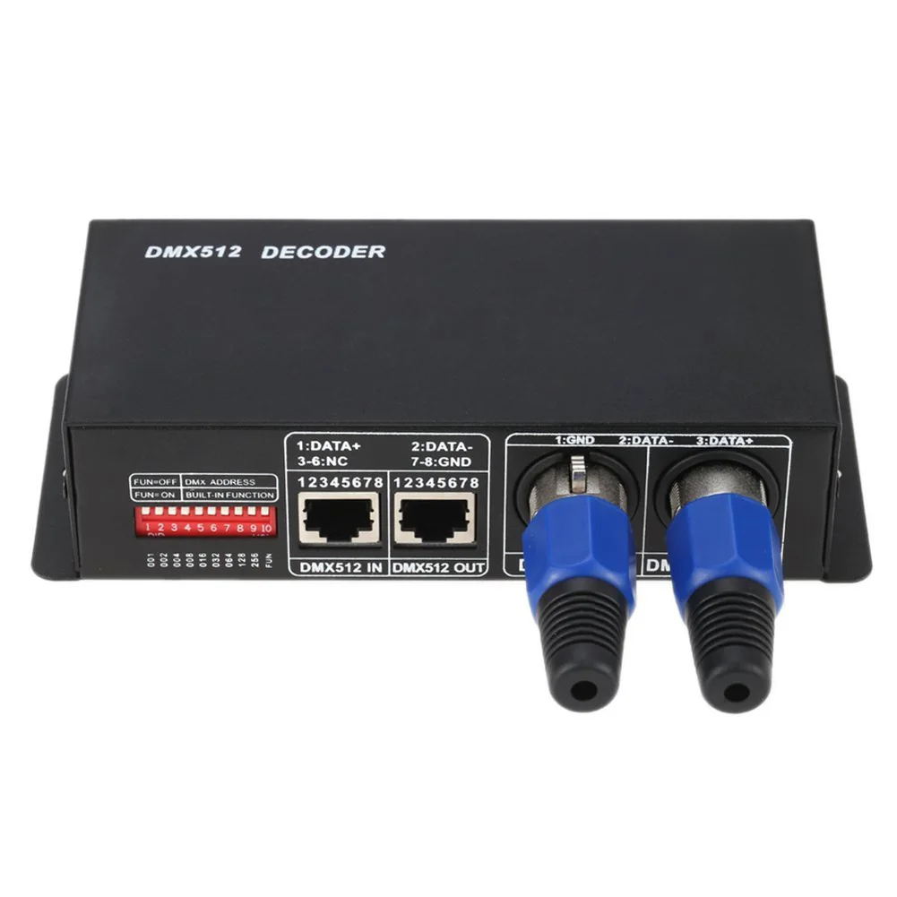 

Newest New 4 Channels DMX512 4A Driver RGBW Decoder Controller for 5050 RGB LED Strip Light DC12V-24V @8 JD9