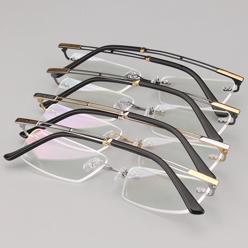 Новые модные чистые титановые очки при близорукости оптические Рецептурные очки мужские без оправы 2871