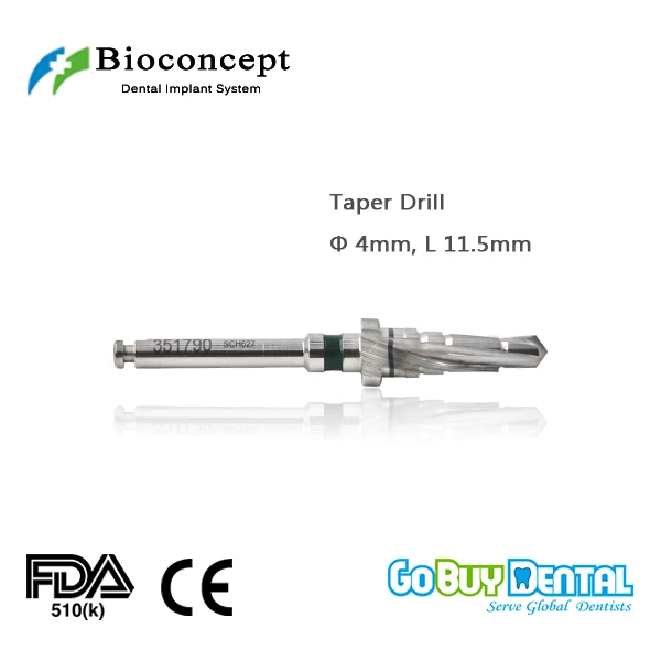 

Osstem TSIII&Hiossen ETIII Compatible Bioconcept BV Dental Instrument Taper Drill 4.0mm, length 11.5mm(351790)