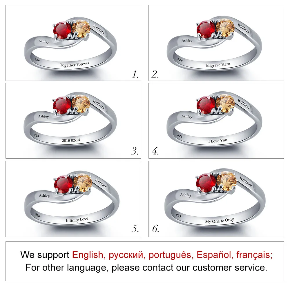Personalized Love Promise Ring Simple 925 Sterling Silver Cubic Zirconia Ring Valentine's Day Gift (JewelOra RI101791)