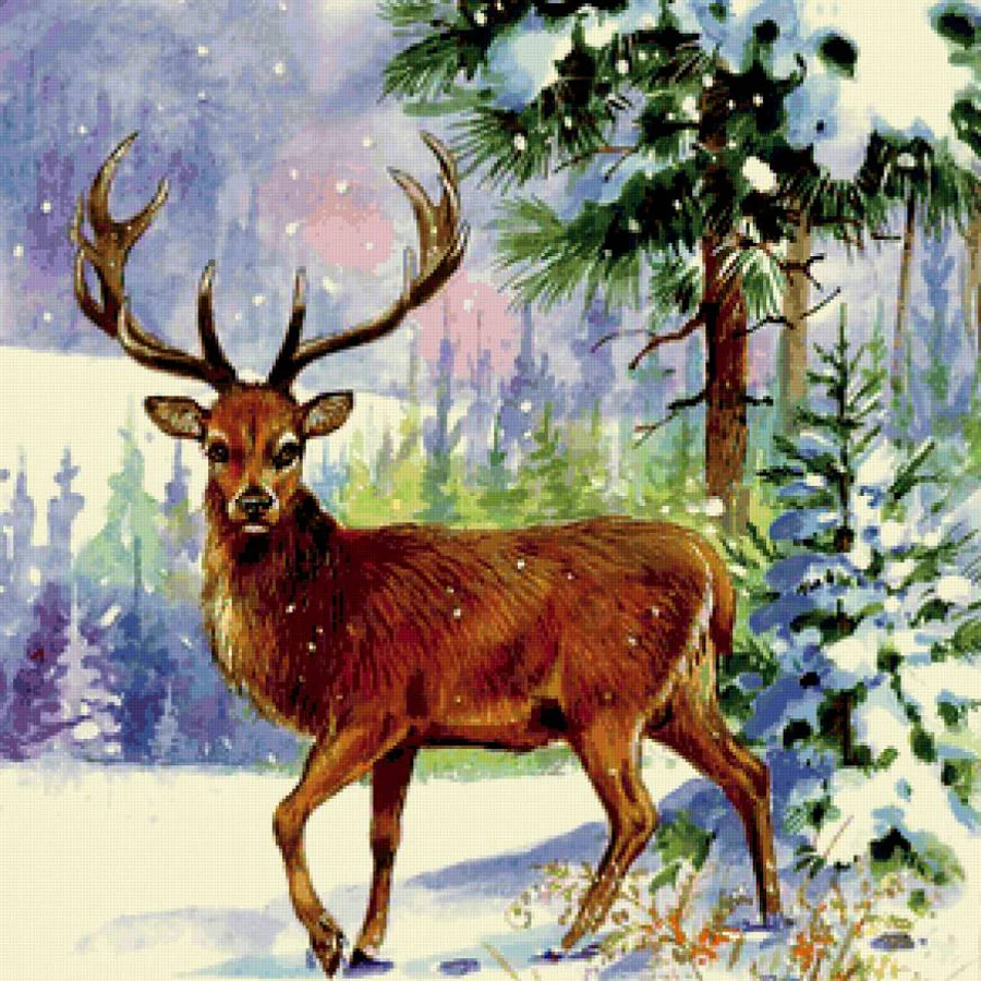 олень пастель зимний. как нарисовать зимнего оленя. зимняя сказка олень. олень красками для детей. нарисовать зимнего оленя.