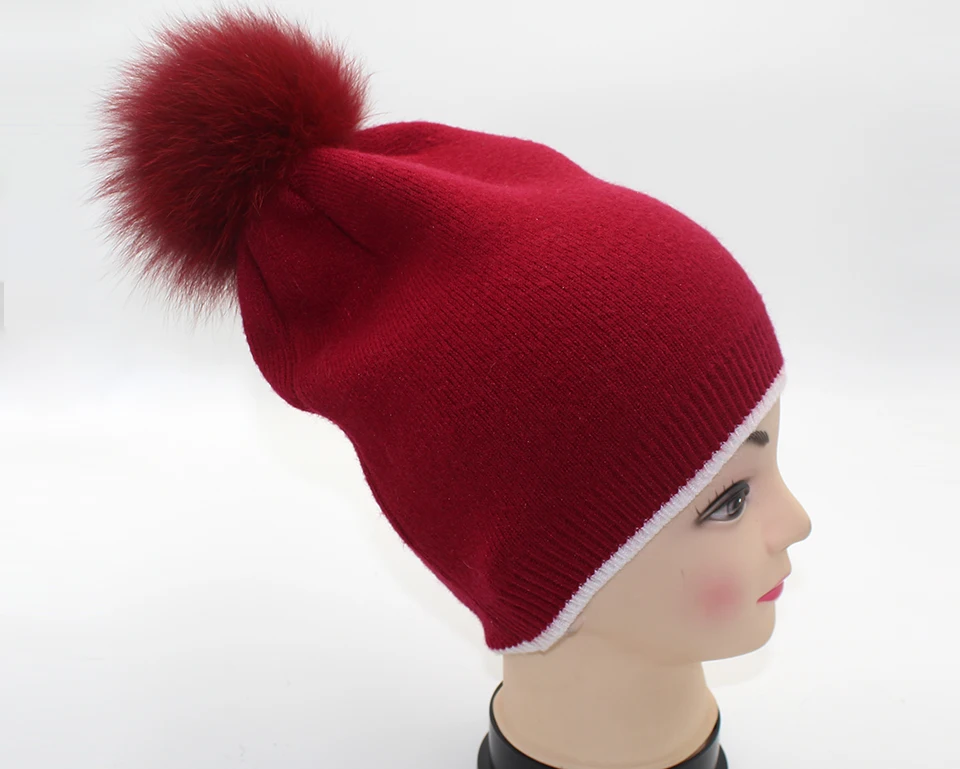Winter Hats For Girls Skullies Knitt Wool Pom Poms Beanies Female Real Fox Fur Pompon Hat For Women 2018 New (19)