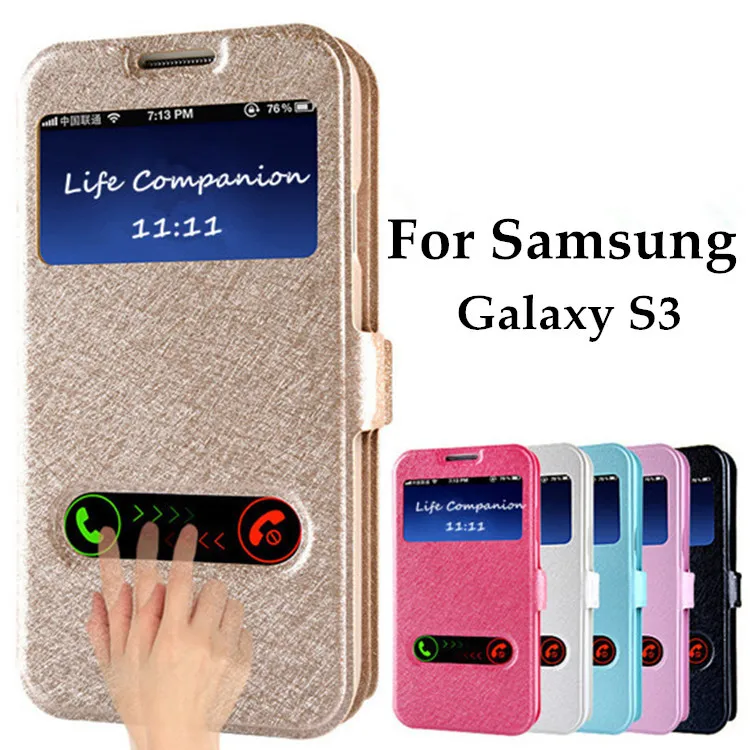 Luxury S3 Silk Pattern Flip Cover Case For Samsung Galaxy S3 i9300 SIV PU Leather Phone Bag With Stand Design Function Hot Sale