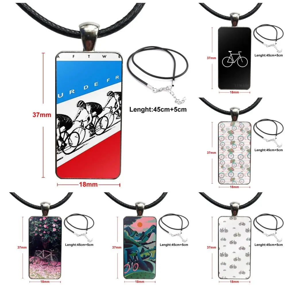 Fashion Glass Cabochon Pendant Rectangle Necklace Choker Jewelry For Women Girls Handmade Bicycle Style | Украшения и аксессуары