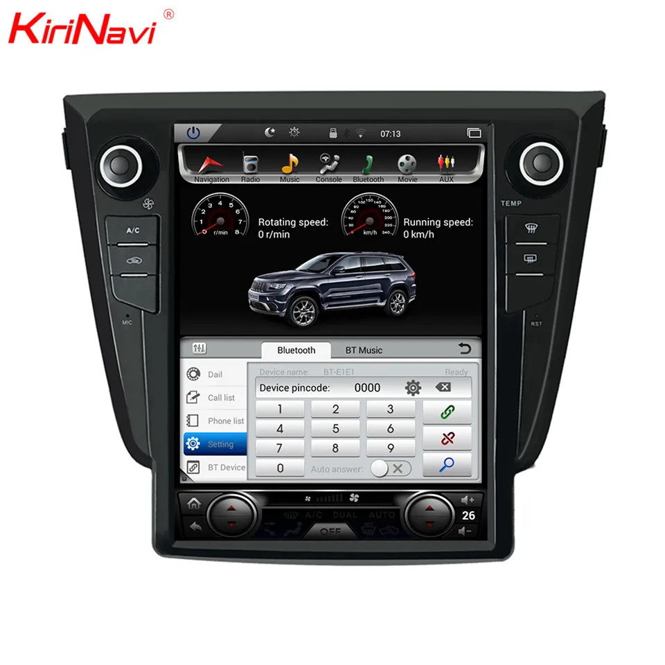 Top KiriNavi Telsa Style Vertical Screen 1 Din Android 8.1 12.1" Car DVD Radio For Nissan Qashqai X trail Auto GPS Navigation WIFI 4
