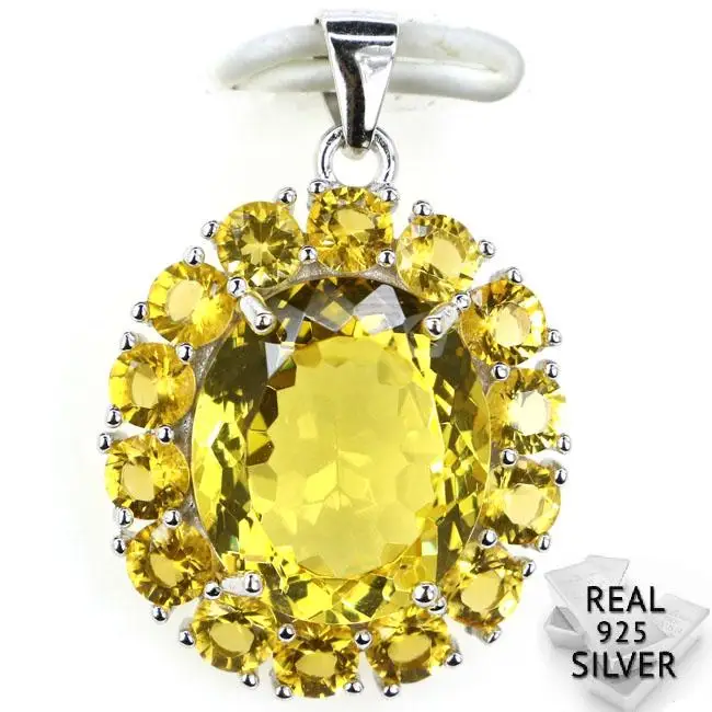 

Guaranteed Real 925 Solid Sterling Silver 3.9g Deluxe Golden Citrine Wedding Ladies Pendant 27x19mm
