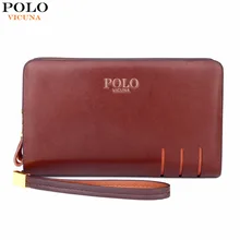 Vicuna polo neue ankunft hohe qualität leder herren kupplung brieftasche marke männer geldbeutel der großen kapazität braun/schwarz leder handtasche