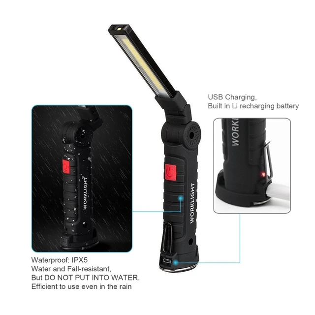Built-in Battery Rechargeable Portable 5 Mode COB Work Lights Ultra Bright LED Flashlight Inspection Lamp for Car Repair z35