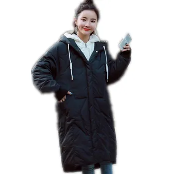 

BF Winter Women Jackets 2018Hooded Fashion Medium-Long Down Cotton Jacket Thicken Wadded Jackets Loose Winter Coats FemaleCQ2763