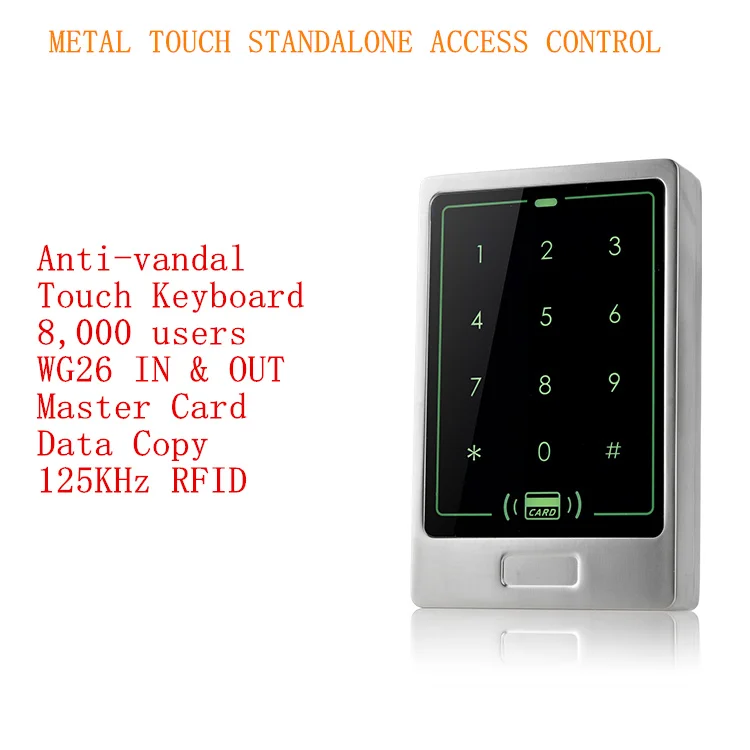 2016 New Arrival 125Khz RFID PIN Metal Touch Standalone Access Control with 8 000 Users